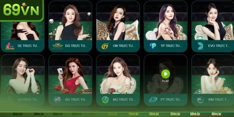 Sảnh Live Casino sôi động với rất nhiều lựa chọn cược.