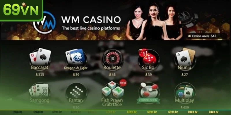 Xóc đĩa với sảnh WM luôn có lượng trò chơi đa dạng.